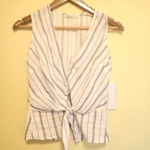 Striped Front Tie Tank Top